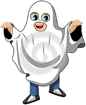 Kid with Halloween Ghost Costume