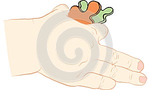 Kid hand holding jigsaw vector, hand activity, vector