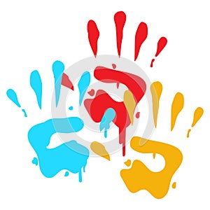 Kid Hand Paint Prints Playful Autism Creativity Vector Art