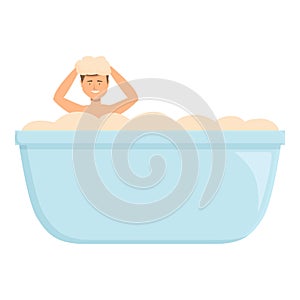 Kid head wash icon cartoon vector. Small babe kid