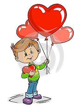 Kid with Heart Balloons