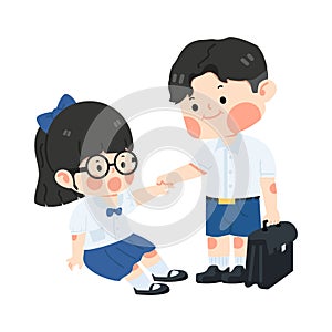 kid helping friend that falling