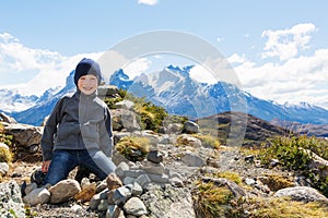 Kid hiking in patagonia