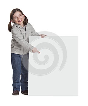 Kid holding empty white board