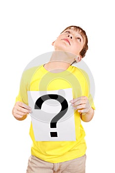 Kid holds Question Mark