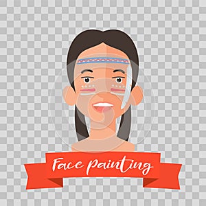 Kid with Indian face painting vector illustrations