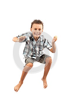 Kid jumping for joy
