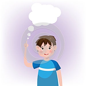 Kid or little boy thinking. Vector illustration design