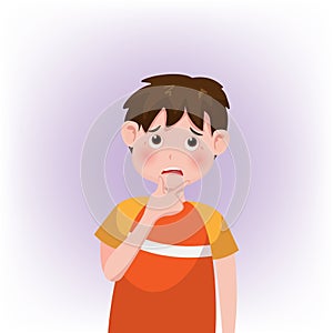 Kid or little boy thinking. Vector illustration design