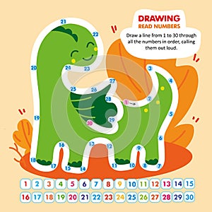 Kid Math Game Read Number in Order Funny Dragon.