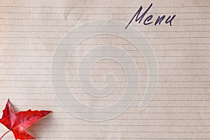 Kid menu decoration with fall leaves