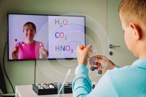 Kid on online lesson at home