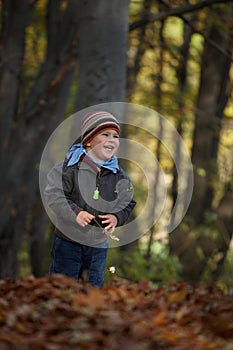 Kid outdoor in autumn