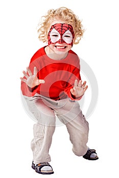 Kid with painted face.