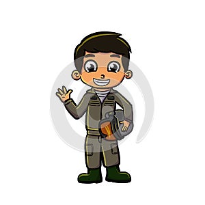 Kid with pilot uniform