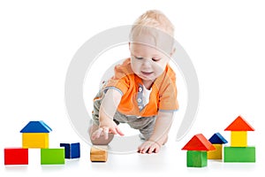 Kid playing with block toys