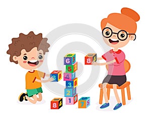 Kid Playing With Building Blocks