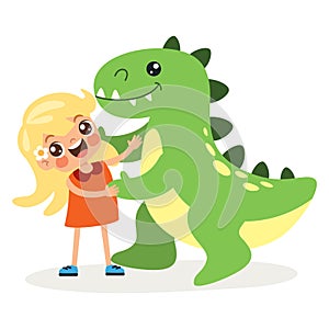 Kid Playing With Dinosaur Toy