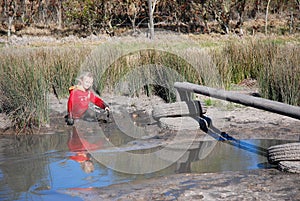 Kid playing in nature