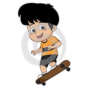 Kid playing skateboard.