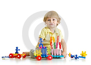 Kid playing toy blocks