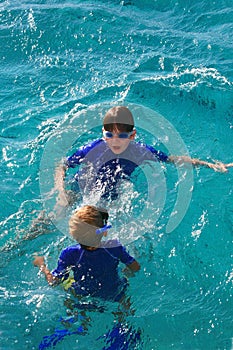 Kid playing in water