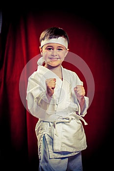Kid practicing karate
