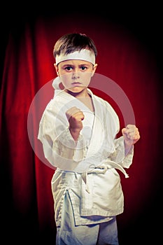 Kid practicing karate