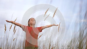 kid pray. pulls hands against a sky. child girl lifestyle concept faith religion and happy family. kid girl pray hands