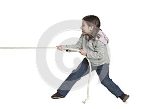 Kid pulling rope