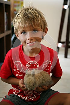 Kid with rabbit