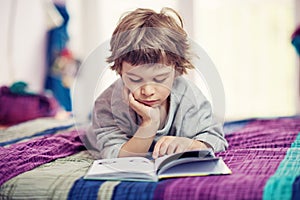 Kid reading his favourite book