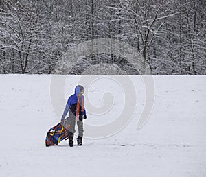 A Kid ready for sleding