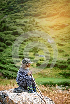 Kid resting in Carpathians