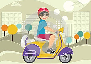 Kid riding bike illustration