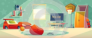 Game console in kid room vector illustration photo