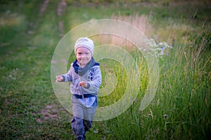 Kid running in nature