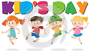 Kid's day poster with kids jumping