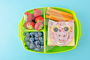 Kid`s healthy breakfasts with funny faces