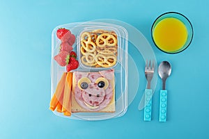 Kid`s healthy breakfasts with funny faces