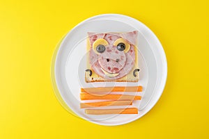 Kid`s healthy breakfasts with funny faces