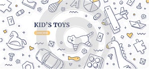 Kid`s Toys Doodle Background Concept