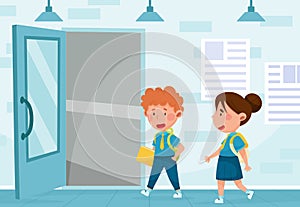 Kid School Student in Uniform Back to School Vector Illustration