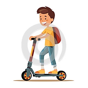 kid scooter vector flat minimalistic isolated illustration