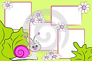 Kid scrapbook - snail and flowers