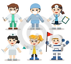 Kid Set of Different Medicine and Health care professions.