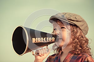 Kid shouting through megaphone