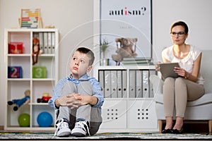 Kid sick of autism photo