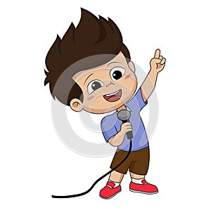 Kid sing a song.vector and illustration.