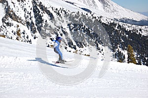 Kid-skier flies over slope